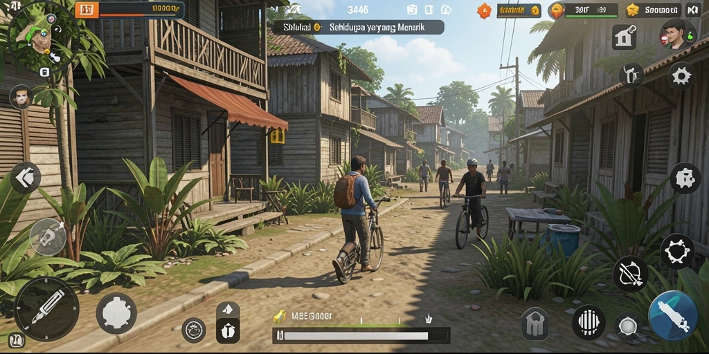 Screenshot tampilan gameplay dari 3446 yang menunjukkan aktivitas simulasi.