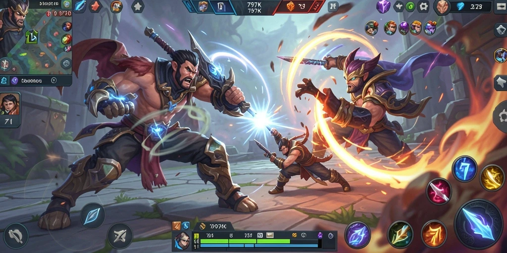 Tangkapan layar gameplay menarik dari 797K dengan suasana pertempuran MOBA.