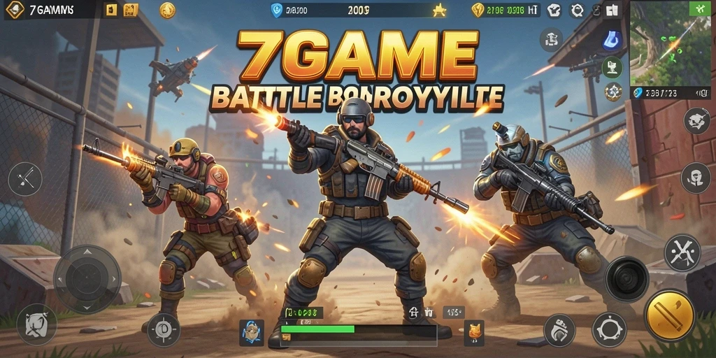 Screenshot 7GAME menampilkan aksi seru dari gameplay Battle Royale.