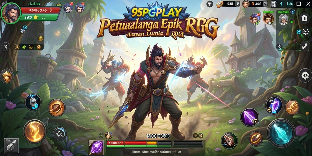Screenshot menampilkan pertarungan seru dalam gameplay RPG 95PGPLAY.