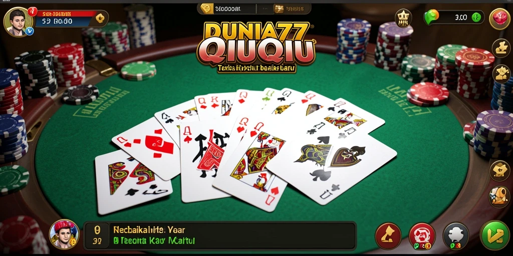 Screenshot gameplay DUNIA77 menampilkan serunya permainan QiuQiu.