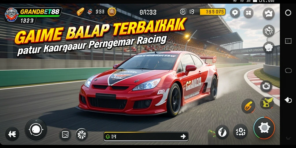 Tampilan mendebarkan dari gameplay balapan GRANDBET88.
