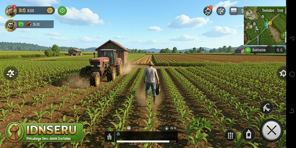 Tampilan gameplay <strong>IDNSERU</strong> yang menarik dalam dunia pertanian.