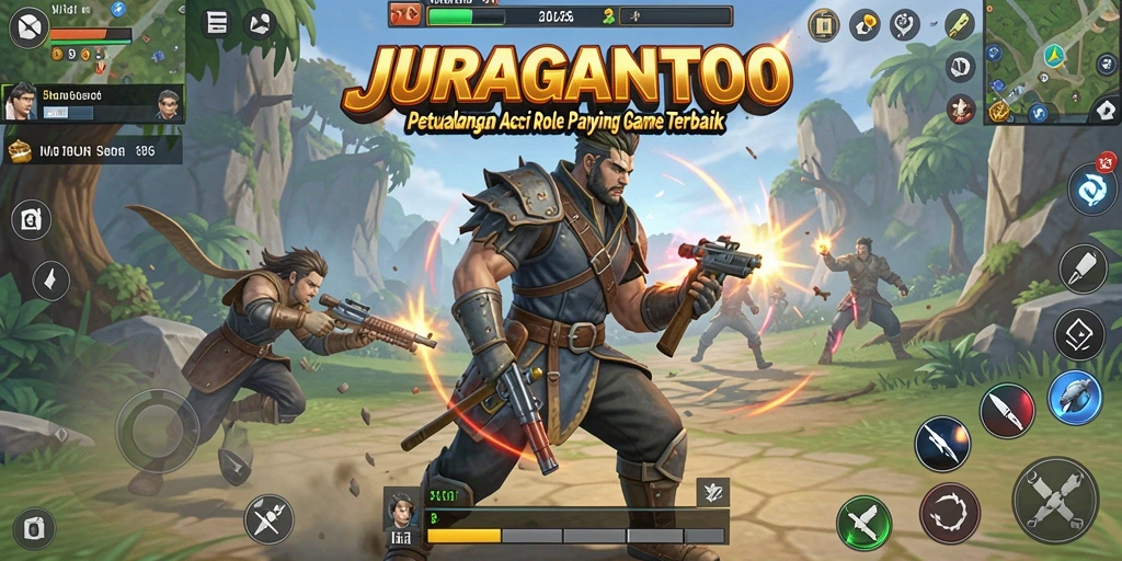 Tampilan gameplay seru dari JURAGANTOTO dengan pertempuran epik.