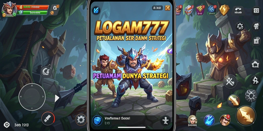 Screenshot utama LOGAM777 menampilkan aksi pertempuran strategis.