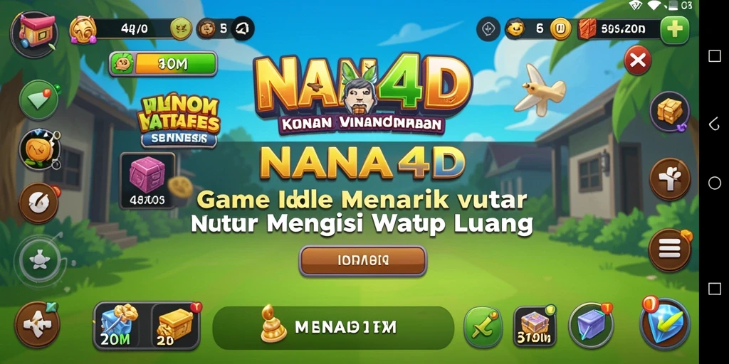 Screenshot gameplay NANA4D menunjukkan suasana santai dan menyenangkan.